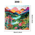 Indulge in stress relief with the Mountain Abstract Wooden Jigsaw Puzzle from lycheepuzzles. This vibrant jigsaw puzzle features stunning landscapes of mountains, forests, and flowers with uniquely shaped pieces. With 200 intricate wooden pieces, measuring 30 cm by 30 cm, it offers a challenging and delightful experience for adult puzzlers.