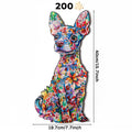 Experience stress relief with the vibrant lycheepuzzles Dachshund Puzzle. This colorful, dog-shaped jigsaw puzzle features abstract floral patterns and is made from wood. Measuring 40 cm tall and 19.7 cm wide, it includes 200 unique pieces, some crafted into fun animal shapes.