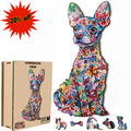 The lycheepuzzles Chiweenie Puzzle Animal Dog Wooden Puzzles for Adults, featuring 200 colorful floral-patterned pieces in unique shapes, includes a "20% off" red graphic, providing a delightful stress relief experience.