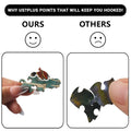 Comparison of puzzle pieces: on the left, a person holds a uniquely shaped animal piece from the Lycheepuzzles 200pcs Eagle Wooden Jigsaw Puzzle for Adults by lycheepuzzles, with a smiley face above it; on the right, a person holds two dark standard pieces with a frown above them.